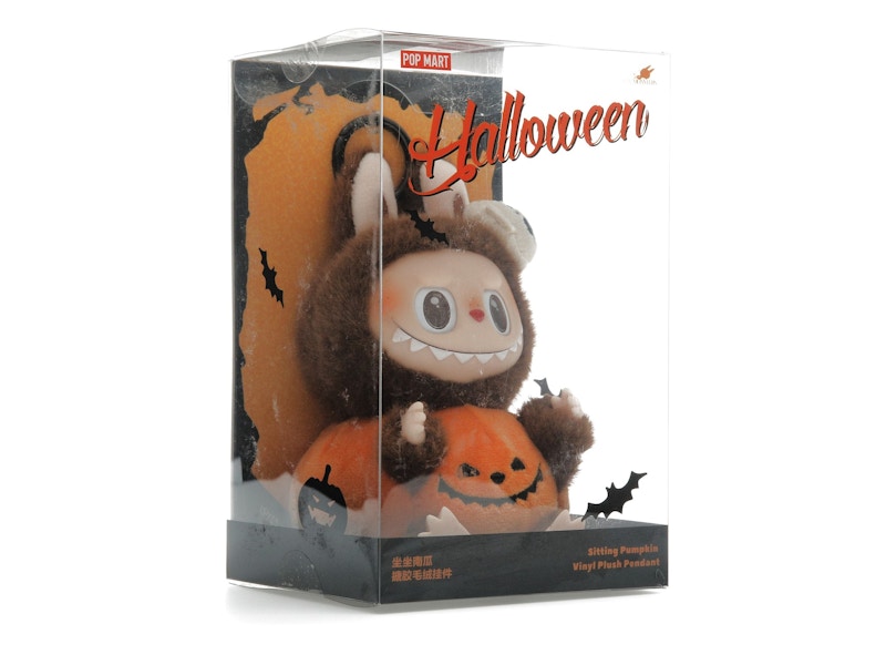 Pop Mart Labubu Happy Halloween Party Series-Sitting Pumpkin Vinyl Plush Pendant