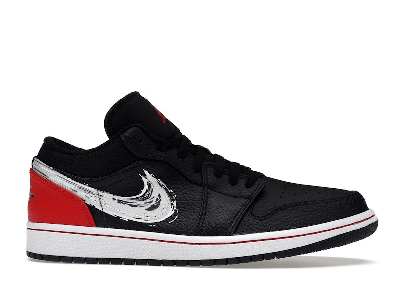 Jordan 1 Low Brushstroke Swoosh Black
