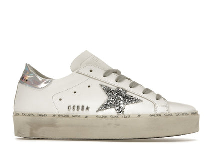 Golden Goose Hi Star White Glitter Star Mirror Heel (Women's)