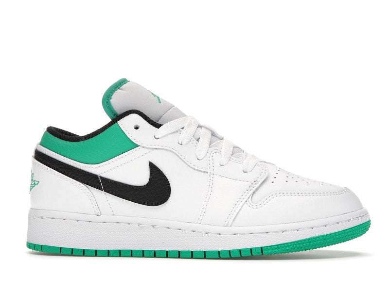 Jordan 1 Low White Lucky Green Tumbled Leather (GS)