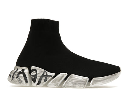 Balenciaga Speed 2.0 Graffiti Recycled Knit Black White