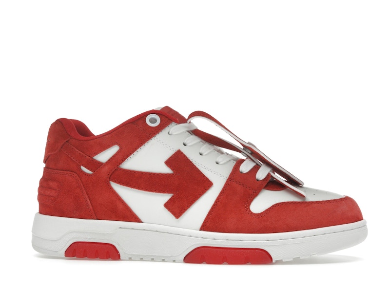 OFF-WHITE Out Of Office "OOO" Low Tops Brick Red White Suede