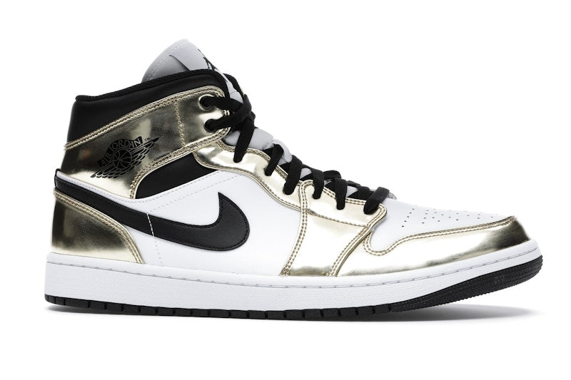Jordan 1 Mid Metallic Gold Black White