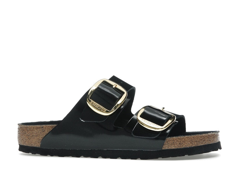 Birkenstock Arizona Big Buckle Natural Leather Patent Black Gold (Women's)