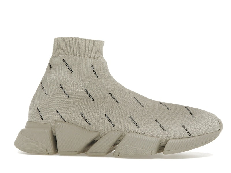 Balenciaga All Over Logo Speed 2.0 Beige