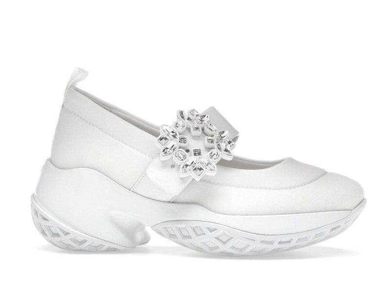Roger Vivier Viv' Run Babies White Crystal Buckle (Women's)