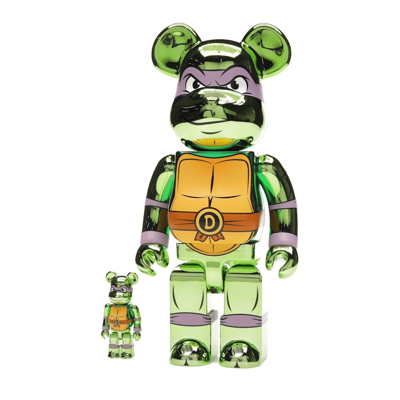 Bearbrick x Teenage Mutant Ninja Turtles Donatello 100% & 400% Set Chrome Ver.