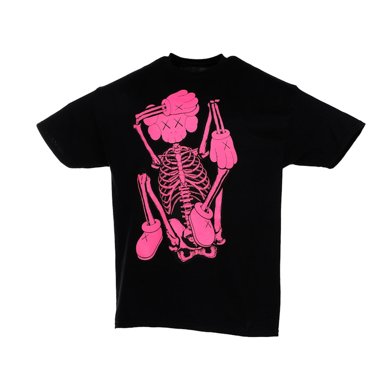 KAWS SKELETON NEW FICTION T-shirt Pink