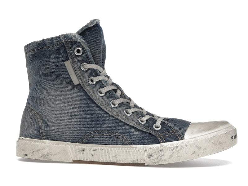 Balenciaga Paris High Top Blue Destroyed Denim