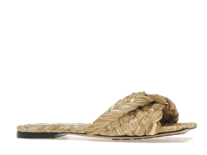 Bottega Veneta Raffia Stretch Flat Sandals Macadamia (Women's)