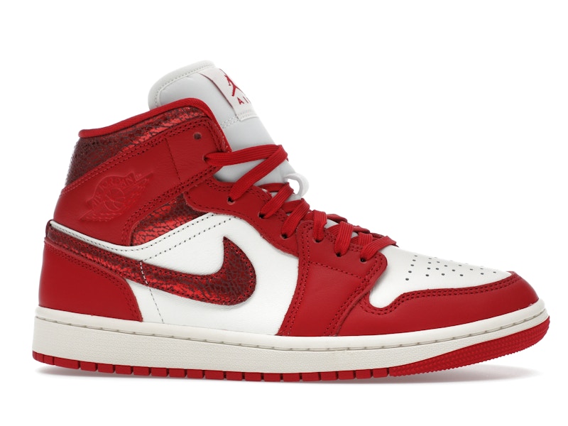 Jordan 1 Mid SE Red Cracked Leather (Women's)