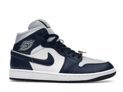 Jordan 1 Mid Football Grey White Midnight Navy (Women's)
