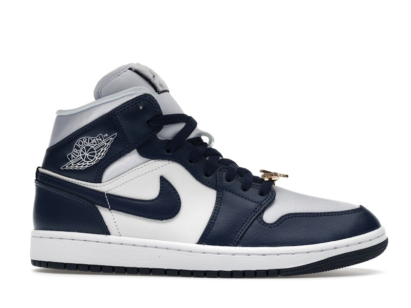 Jordan 1 Mid Football Grey White Midnight Navy (Women's)
