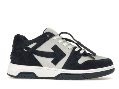 OFF-WHITE Out Of Office OOO Low Tops White Navy Blue Suede