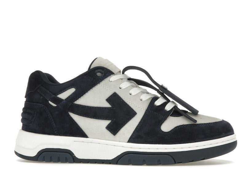 OFF-WHITE Out Of Office OOO Low Tops White Navy Blue Suede