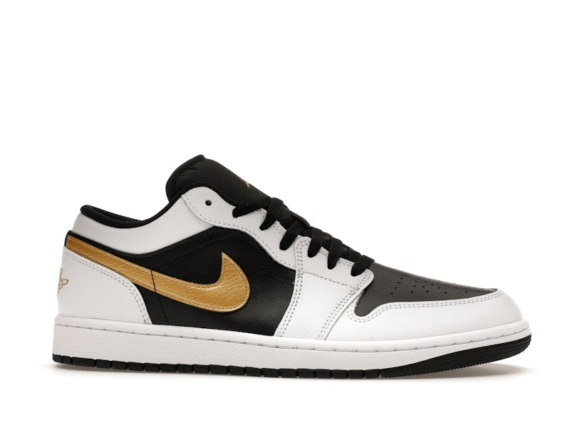 Jordan 1 Low White Black Metallic Gold Swoosh