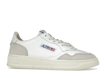 Autry Medalist Leather Low White Beige Suede (Women's)