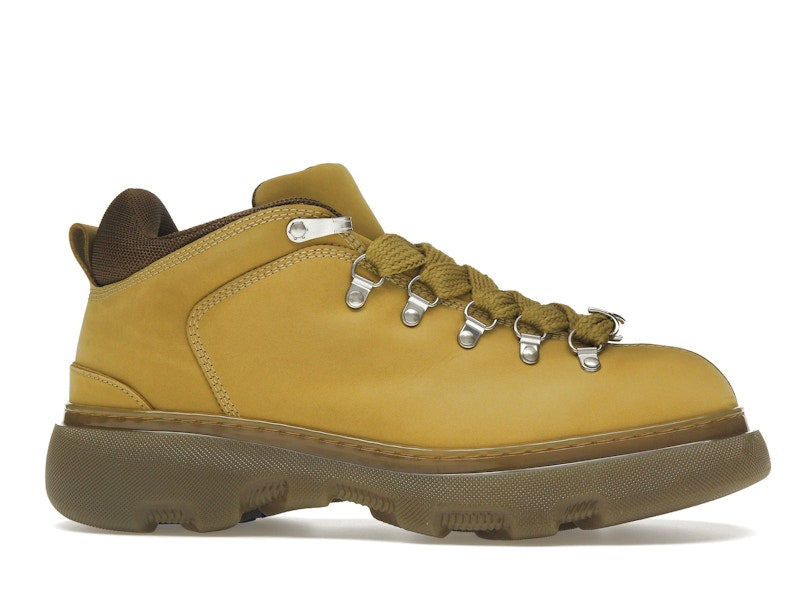 Burberry Lace Up Leather Ankle Boot Mustard Yellow