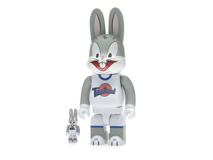 Bearbrick x Space Jam Rabbrick Bugs Bunny 100% & 400% Set Grey