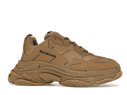 Balenciaga All Over Logo Triple S Beige