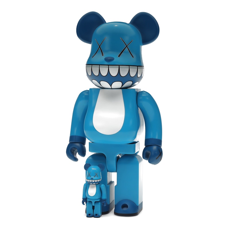 Bearbrick x a-nation KAWS Chompers 100% & 400% Set Blue