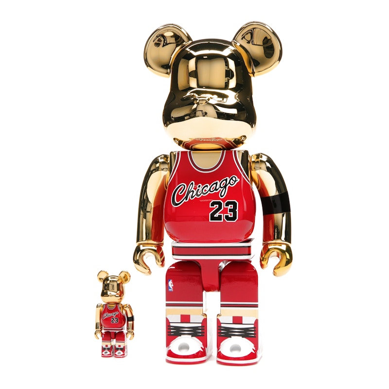 Bearbrick Michael Jordan 1985 Rookie Jersey 100% & 400% Set Gold Chrome