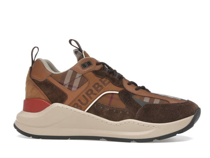 Burberry Check and Suede Sneakers Dark Birch Brown