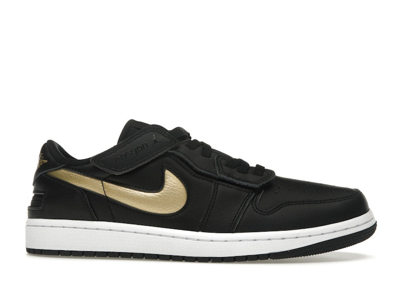 Jordan 1 Low FlyEase Black White Metallic Gold