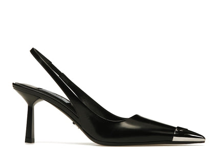 Prada 75mm Slingback Pump Black Leather