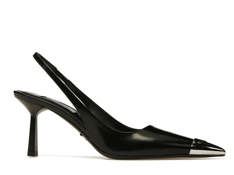 Prada 75mm Slingback Pump Black Leather