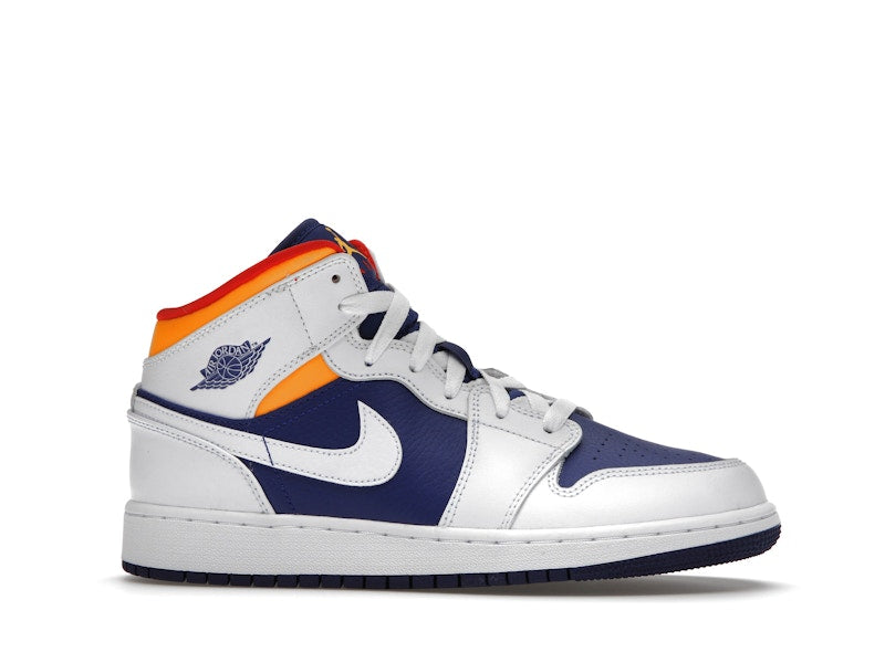 Jordan 1 Mid White Laser Orange Deep Royal Blue (GS)