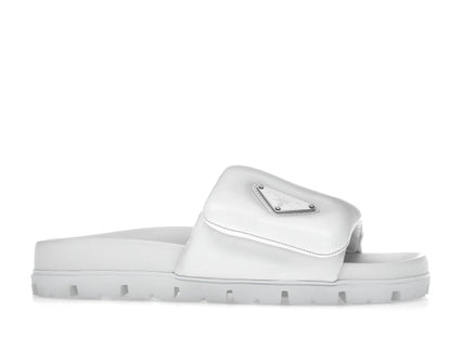 Prada Soft Padded 20mm Slide Sandal White Nappa Leather