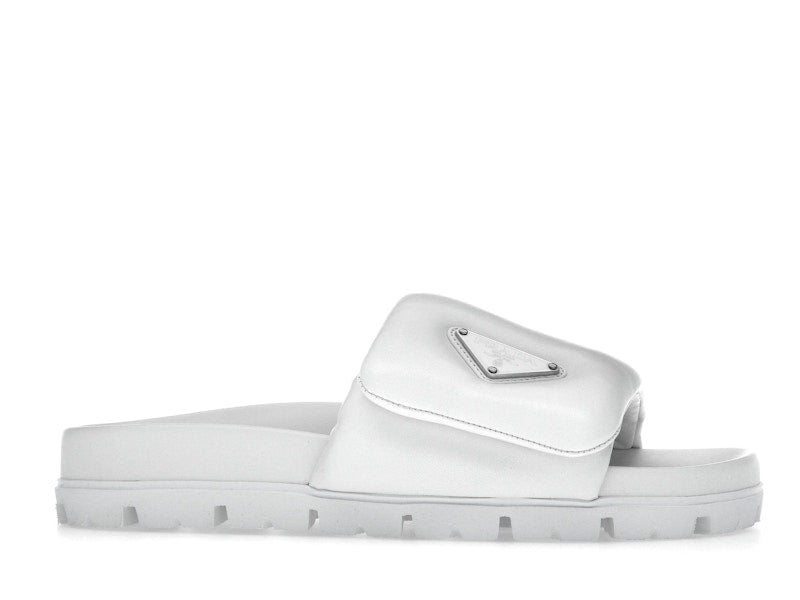Prada Soft Padded 20mm Slide Sandal White Nappa Leather