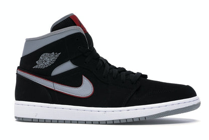 Jordan 1 Mid Black Particle Grey Gym Red