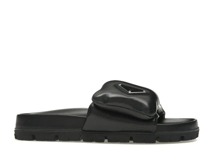 Prada Soft Padded 20mm Slide Sandal Black Nappa Leather