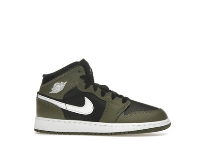 Jordan 1 Mid Black White Olive (GS)