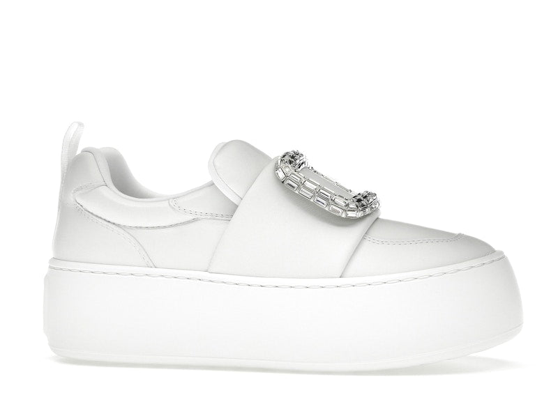 Roger Vivier Viv' Up White Crystal Buckle (Women's)