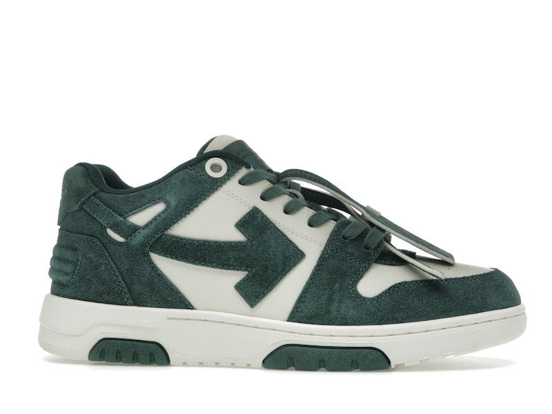 OFF-WHITE Out Of Office "OOO" Low Tops Jet Green Ecru Suede