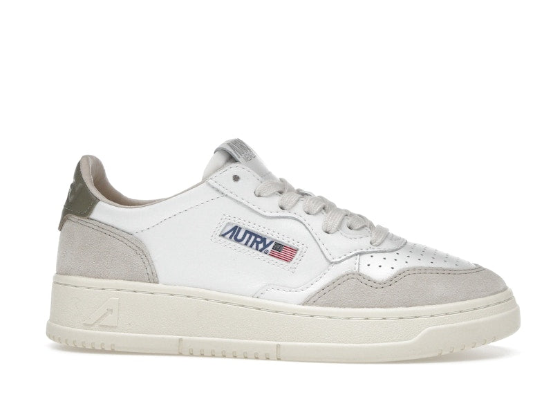 Autry Medalist Leather Low White Covert Green Beige (Women's)