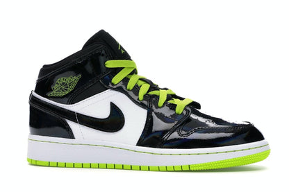 Jordan 1 Mid Black Cyber Mystic Green (GS)