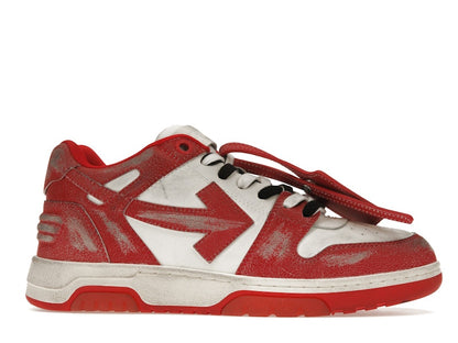 OFF-WHITE Out Of Office OOO Low Tops Red White Vintage Distressed Leather
