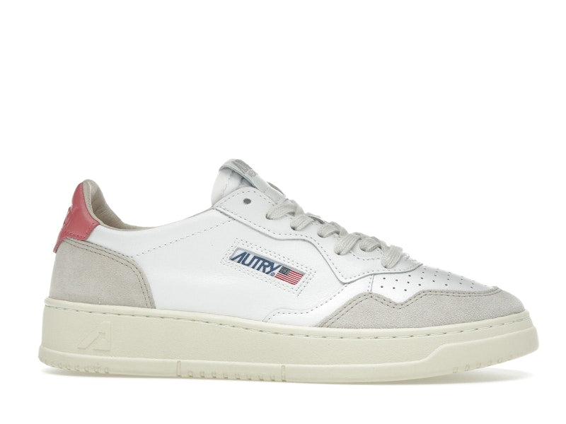 Autry Medalist Leather Low White Tearose Beige (Women's)