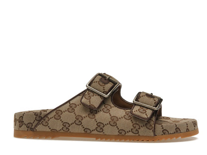 Gucci Strap Slide Sandal Beige Canvas