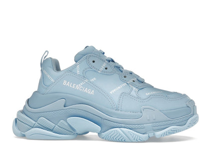 Balenciaga All Over Logo Triple S Blue Grey (Women's)