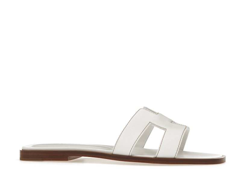 Hermes Oran Sandal Blanc Box Calfskin Leather