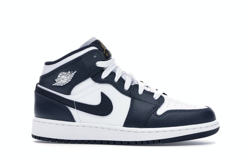 Jordan 1 Mid White Metallic Gold Obsidian (GS)