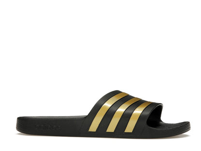 adidas Adilette Aqua Slides Core Black Gold Metallic