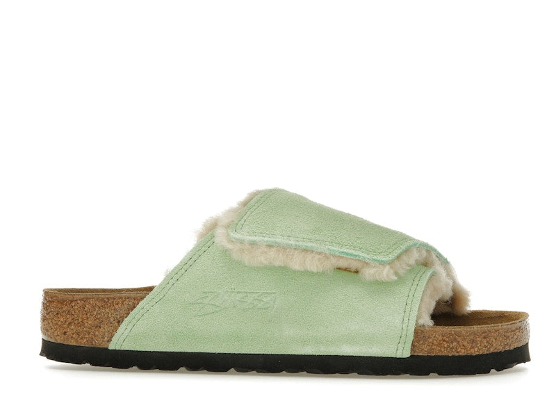 Birkenstock Solana Shearling Slide Stussy Washed Green