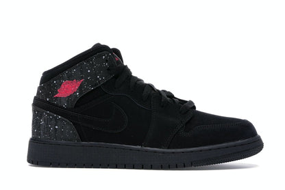 Jordan 1 Mid Black Rush Pink White Splatter (GS)