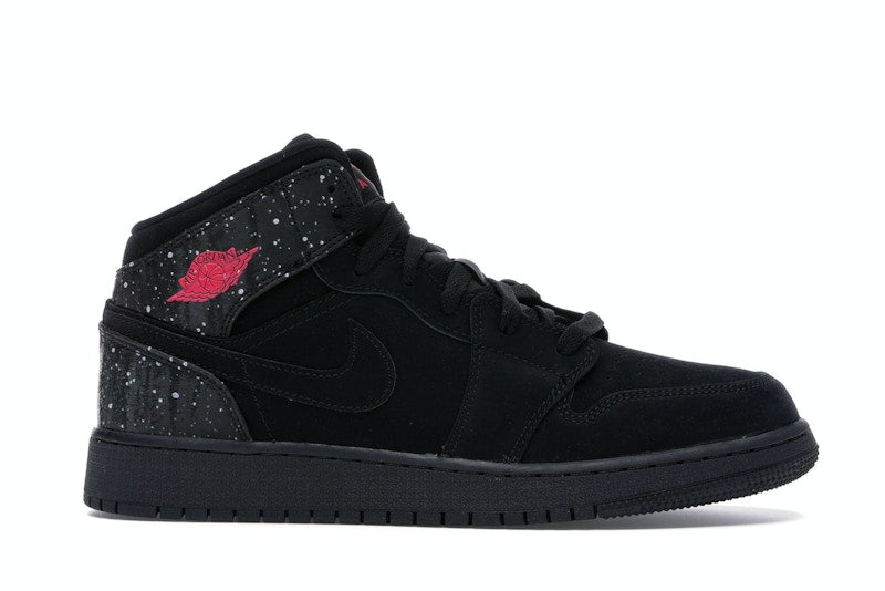 Jordan 1 Mid Black Rush Pink White Splatter (GS)